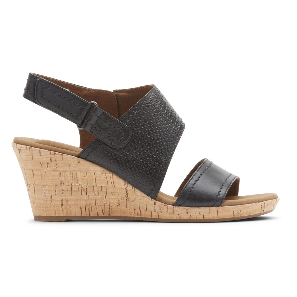 Rockport Singapore Womens Sandals - Briah Asymmetrical 2-Piece Black - HX9523084